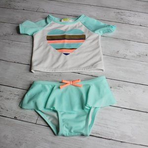 Crazy 8 Baby Girl's Rashguard Swimsuit Size 6-12 Months 2 Piece